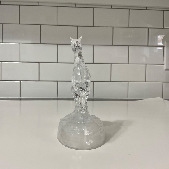 VTG Crystal Rearing Horse Figurine On Frosted Glass Base Cristal D' Arques - Picture 6 of 6